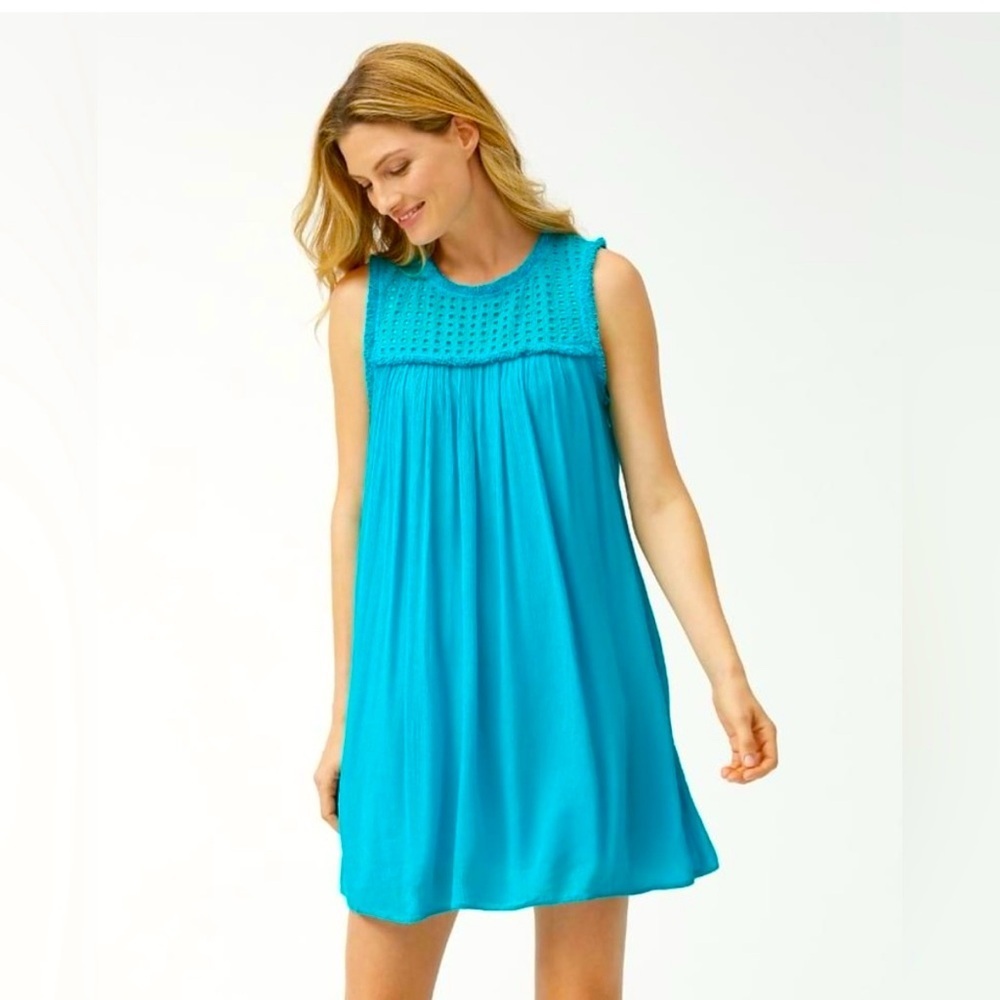 Tommy Bahama Crinkle Rayon Sleeveless Dress S